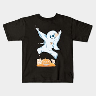 Ghost and a pumpkin Kids T-Shirt